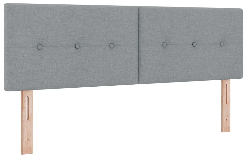 Cama Box Spring com colchão Cinza Claro 140x190 cm Tecido