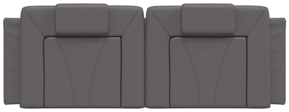 Almofadão de cabeceira 120 cm couro artificial cinzento