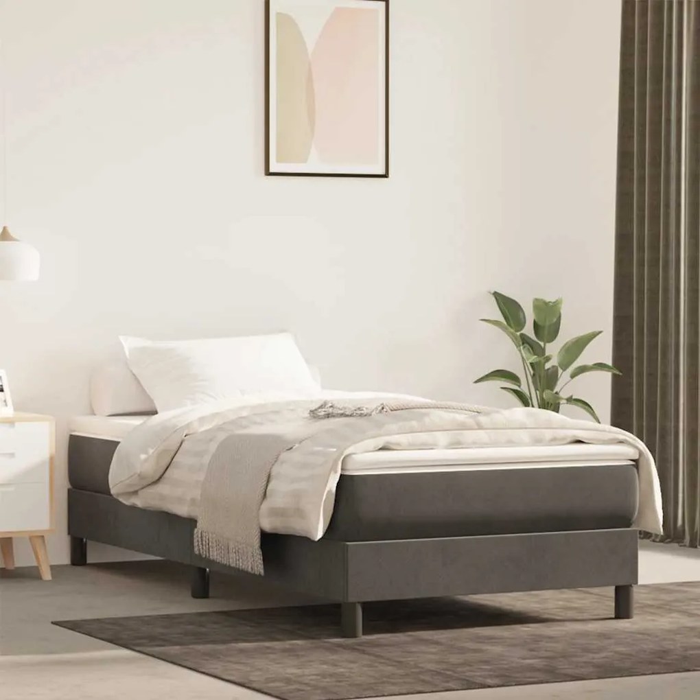 vidaXL Colchão de molas ensacadas 80x220x20 cm veludo cinza-escuro