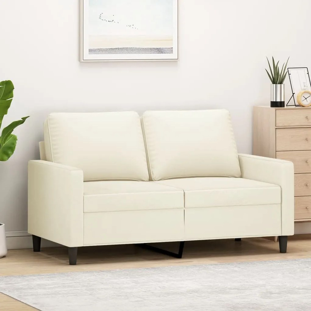 vidaXL Sofá de 2 lugares veludo 120 cm cor creme