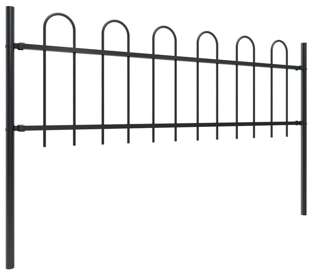 Cerca de jardim com topo em aros 10,2x0,6 m aço preto