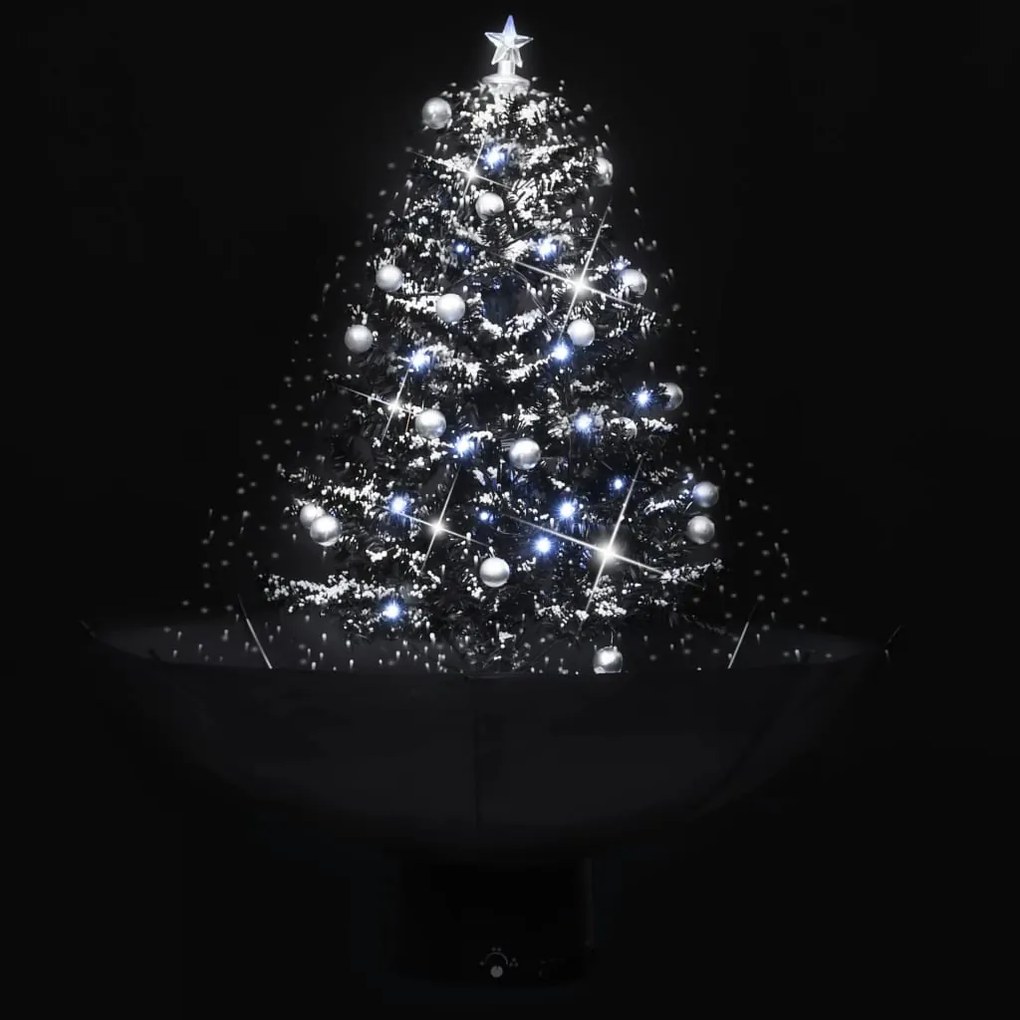 Árvore Natal c/ neve base formato guarda-chuva 75 cm PVC preto