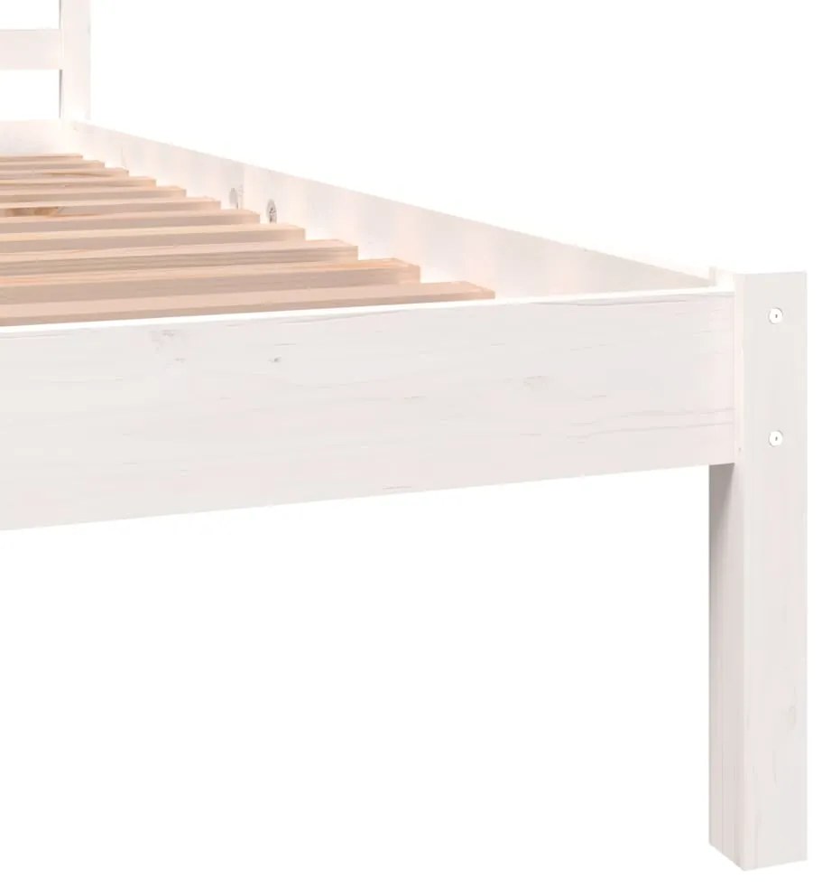 Estrutura de cama solteiro 90x190 cm pinho maciço branco