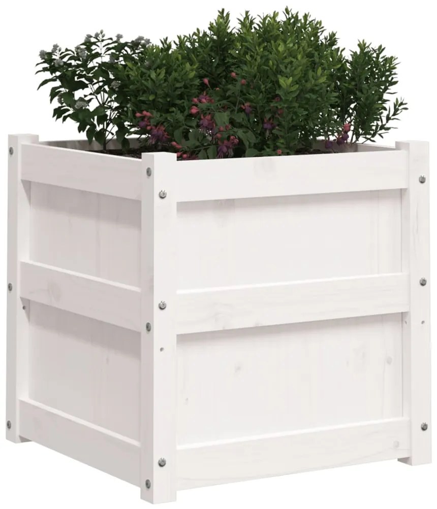 Vaso/floreira de jardim 50x50x50 cm pinho maciço branco