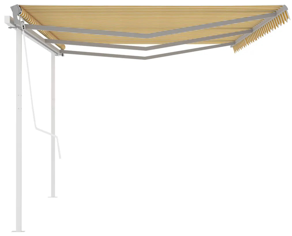 Toldo retrátil automático com postes 6x3 m amarelo e branco