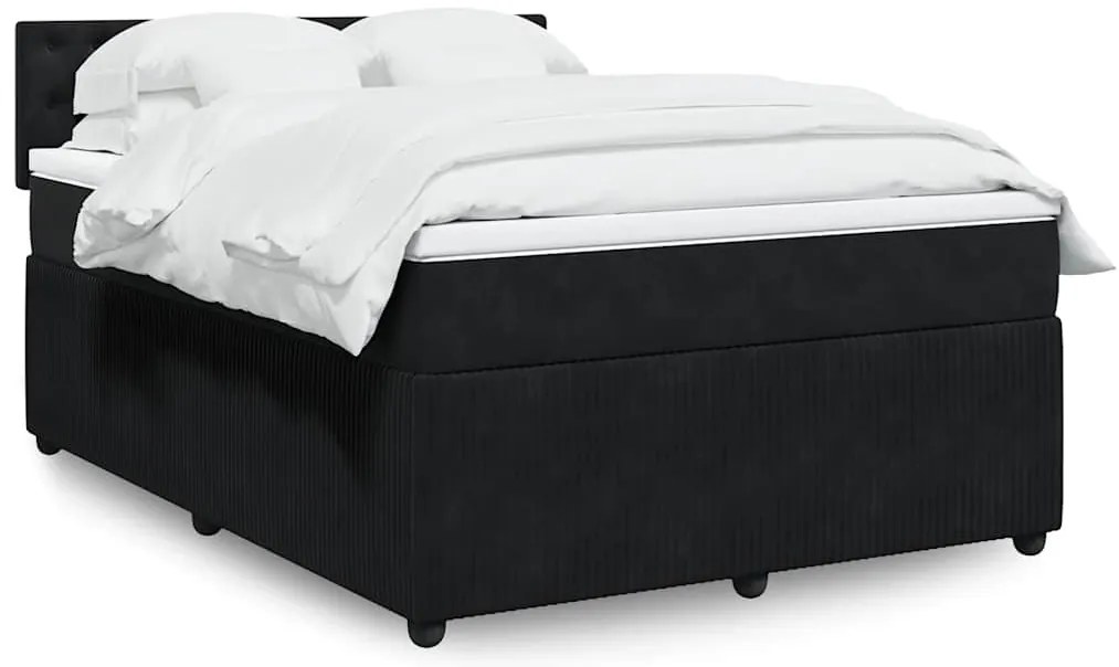 Cama com molas/colchão 160x200 cm veludo preto