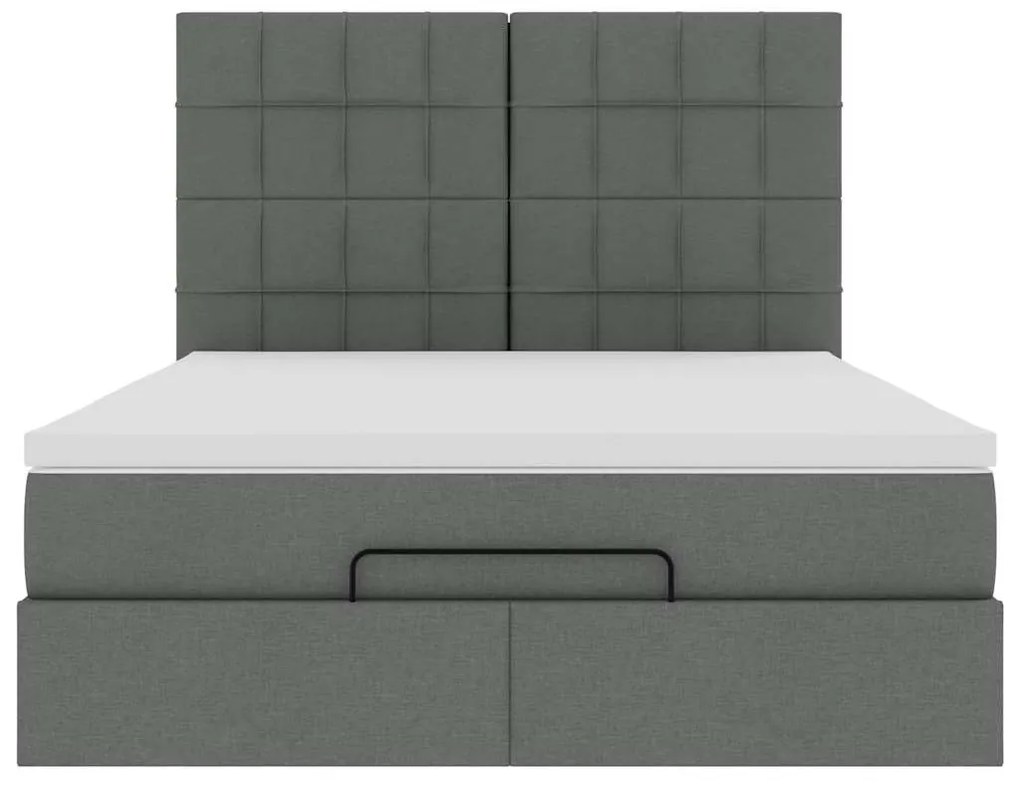 Estrutura de cama otomana com colchão 140x190cm cinzento escuro