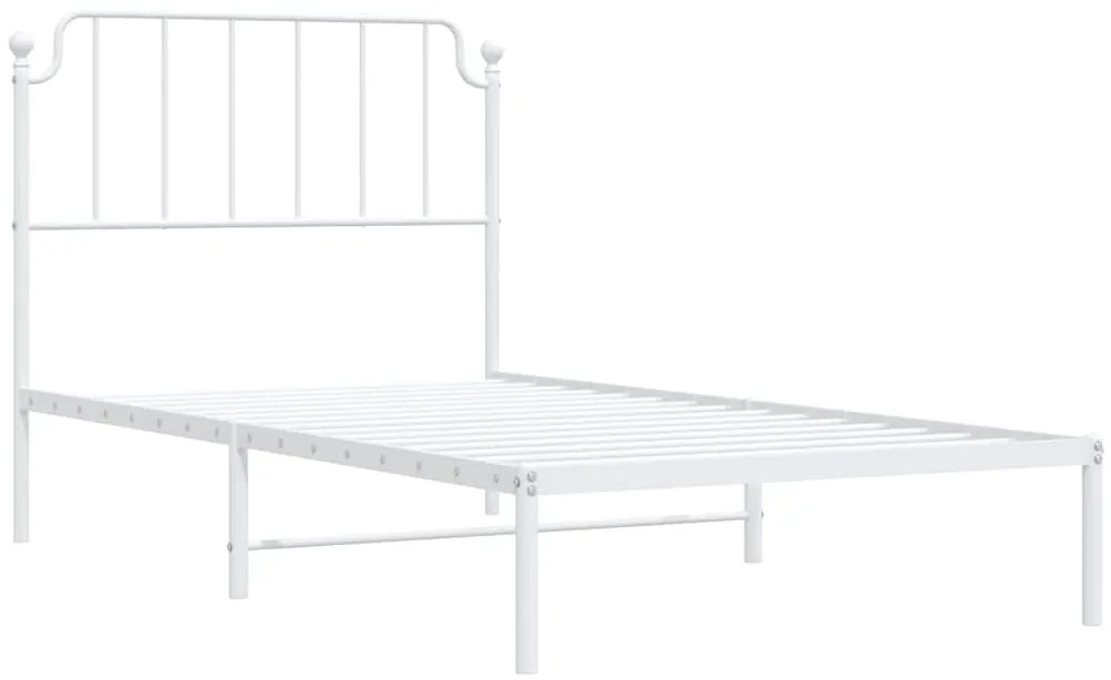 Estrutura de cama com cabeceira 100x190 cm metal branco