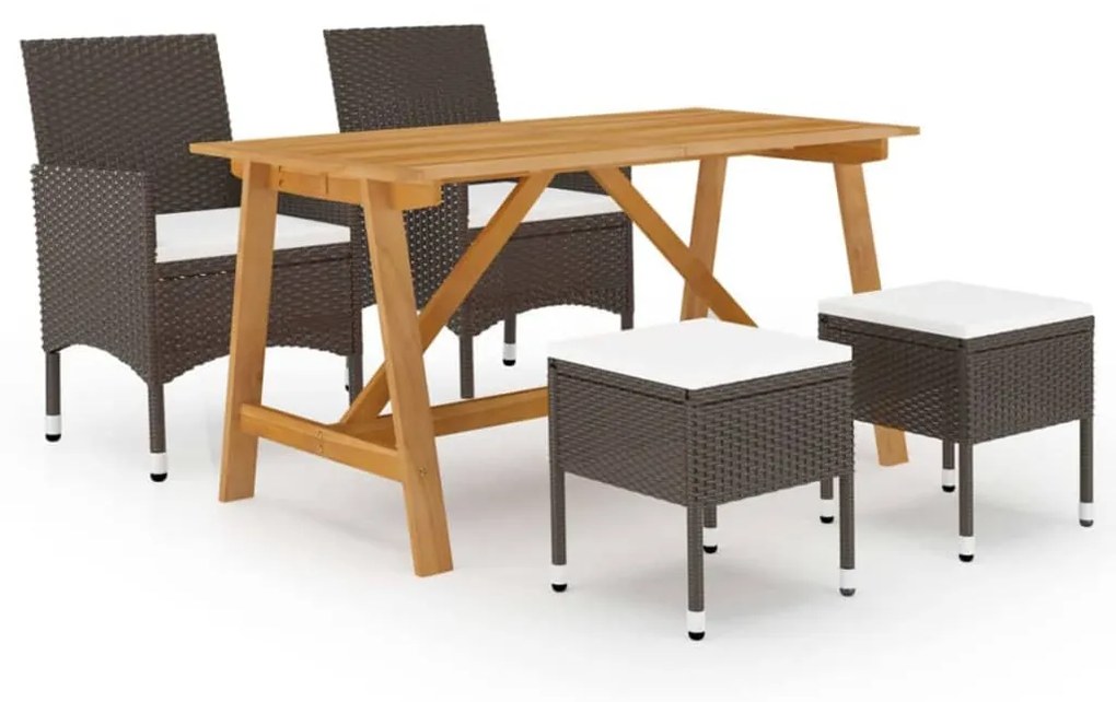 vidaXL 5 pcs conjunto de jantar para jardim castanho