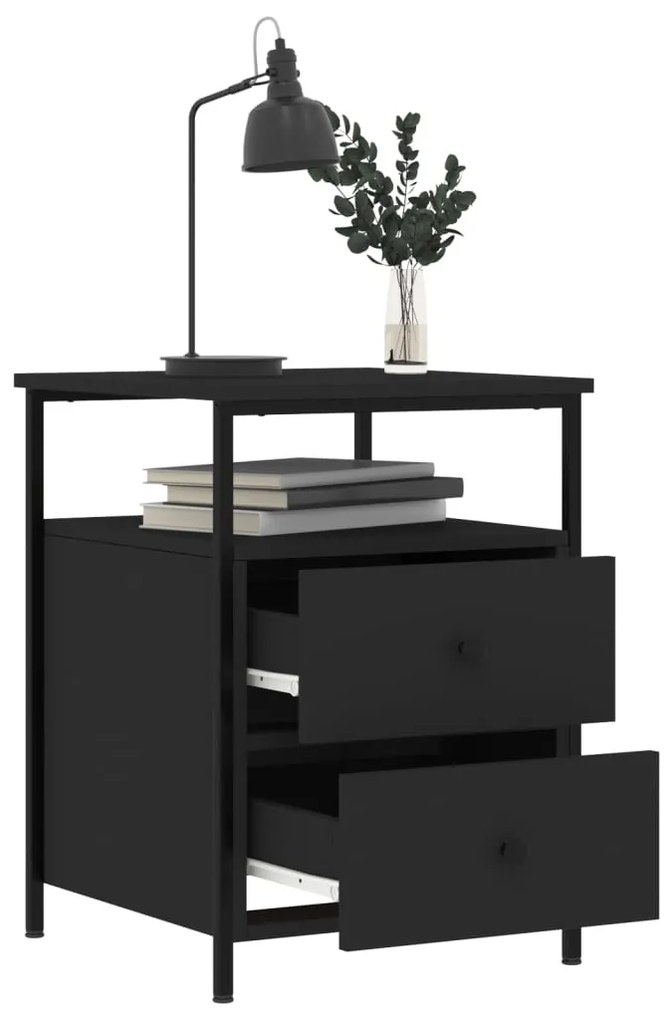 Conjunto de 2 Mesas de Cabeceira - Preto - 44x45x60 cm