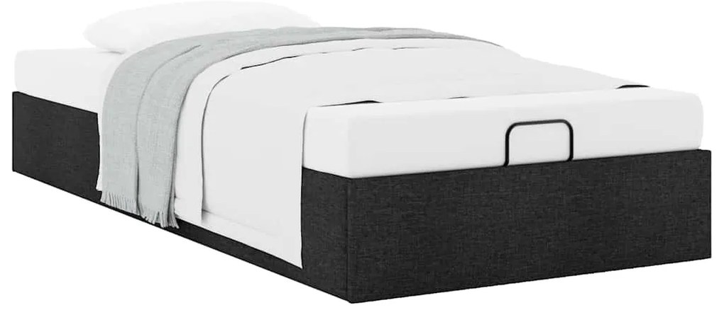 Estrutura de cama otomana sem colchão 90x190 cm tecido preto