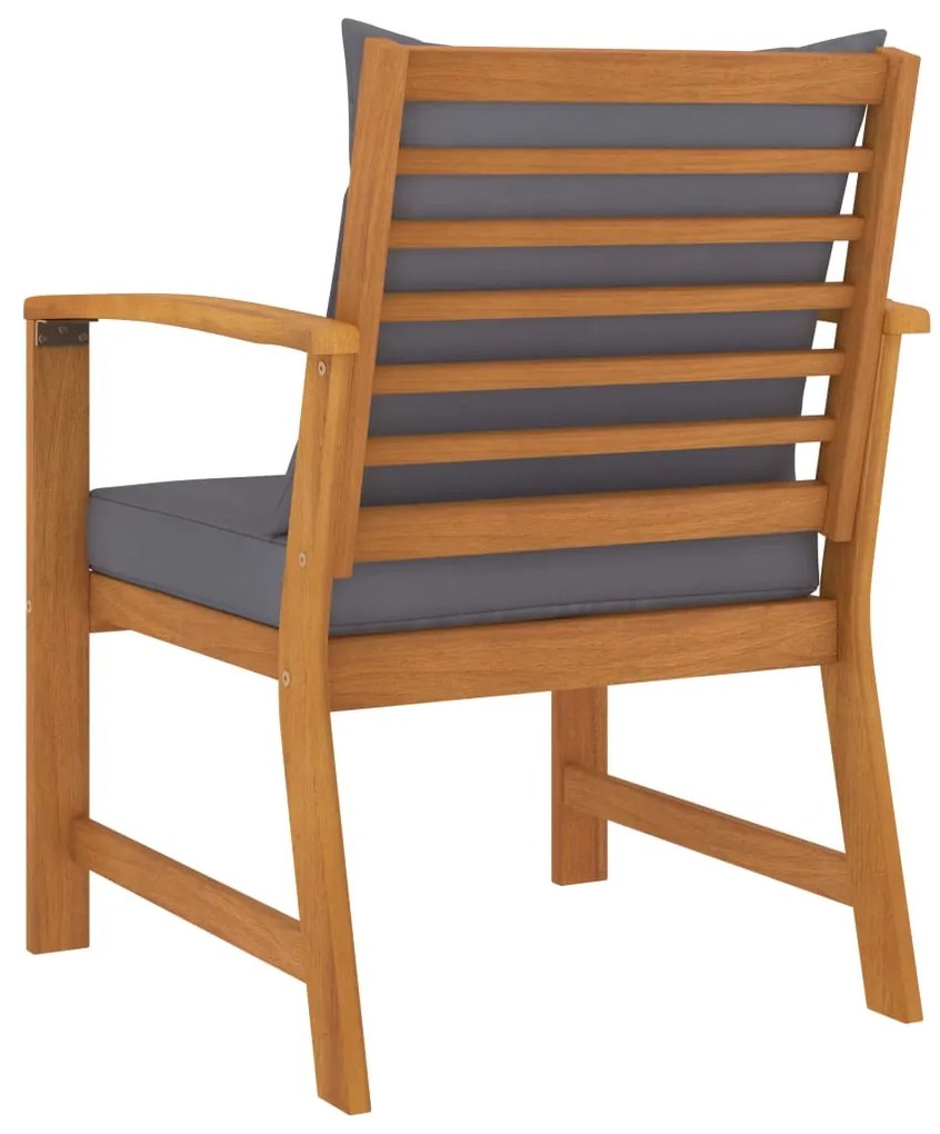 Cadeiras jardim 2 pcs c/ almofadões cinza-escuro acácia maciça