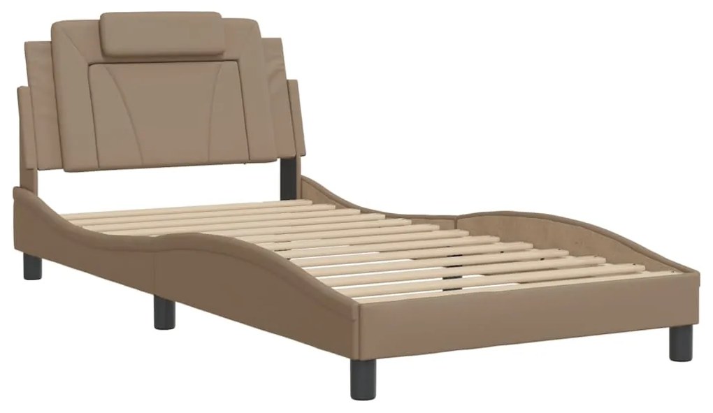 Estrutura cama cabeceira 100x200 cm couro artificial cappuccino