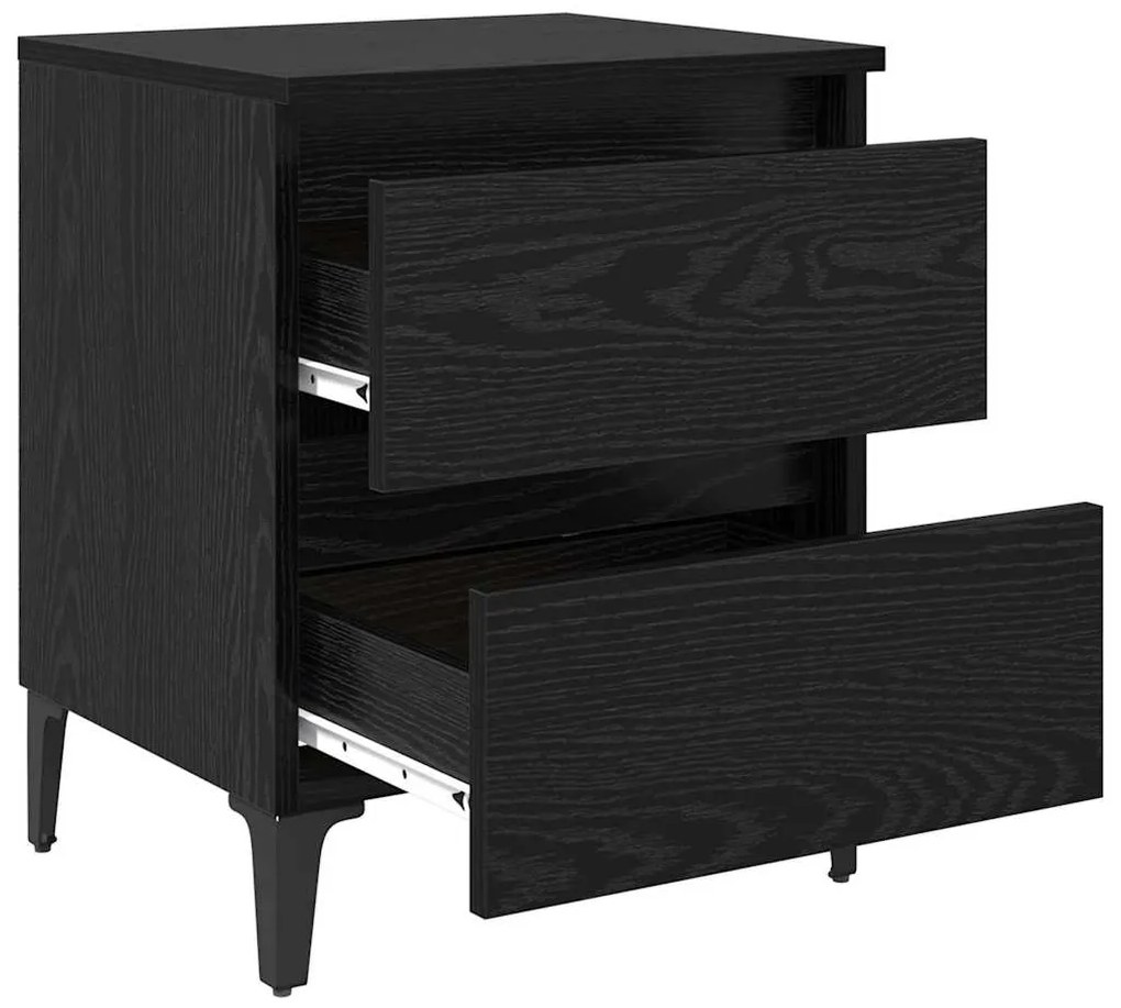 Mesas de Cama 2 pcs Carvalho Preto 40x35x50 cm Madeira Engenharia
