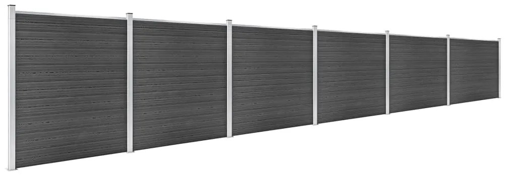 Conjunto de painel de vedação WPC 1045x186 cm preto