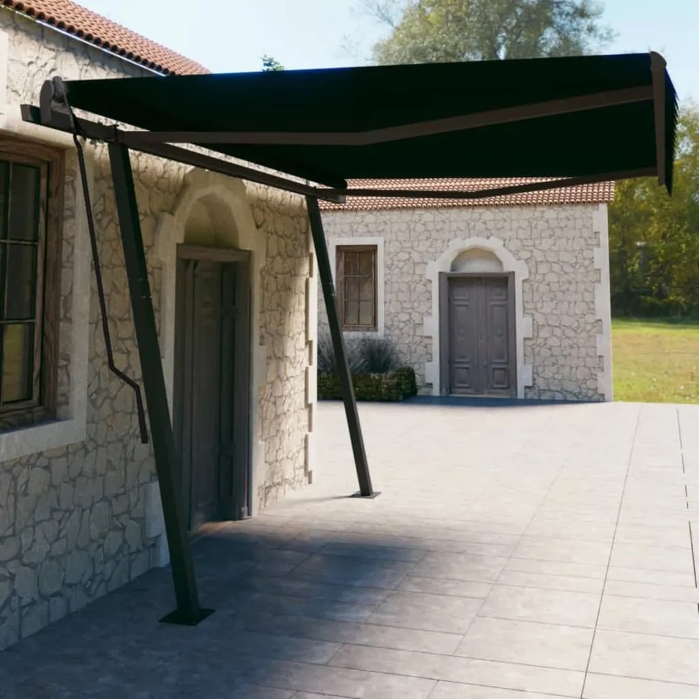 Toldo retrátil automático com postes 4,5x3 m antracite