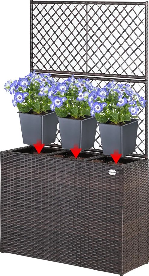 Floreira Polyrattan com treliça 146 x 83 x 30,5 cm Castanha