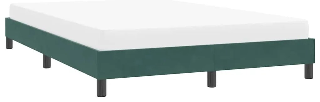 Estrutura de cama sem colchão 140x210 cm veludo verde-escuro