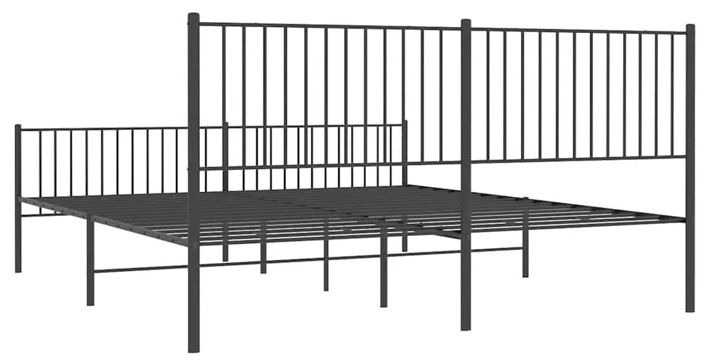 Estrutura de cama com cabeceira e pés 193x203 cm metal preto