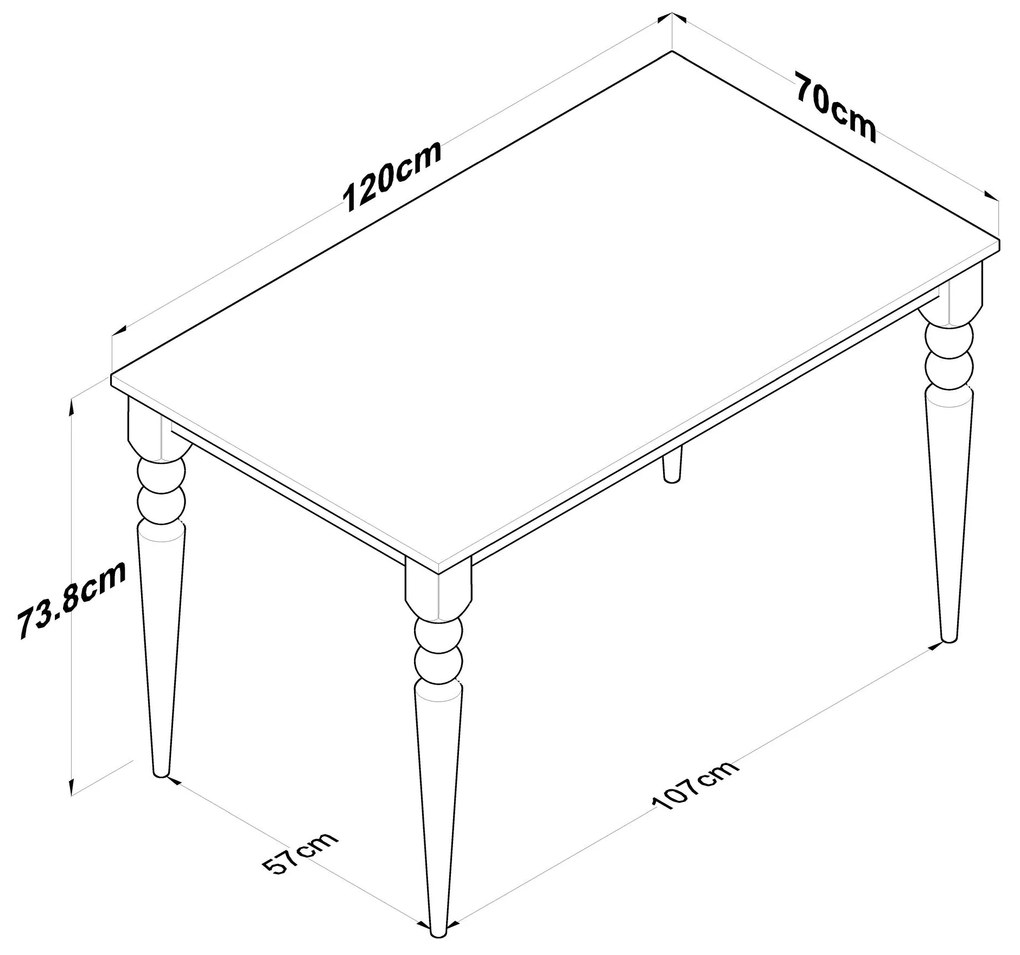 Mesa de Jantar JA104 – Nogueira – 120 cm x 73,8 cm x 70 cm