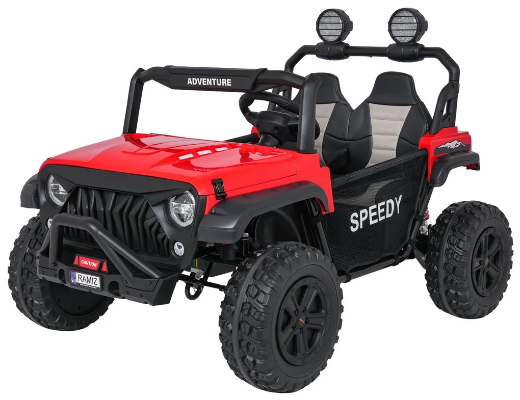 Jipe elétrico para Crianças 2 Lugares 24V 4x4 PASSION 4x4 Off-Road Rodas Espuma EVA, Assento couro ecológico Vermelho