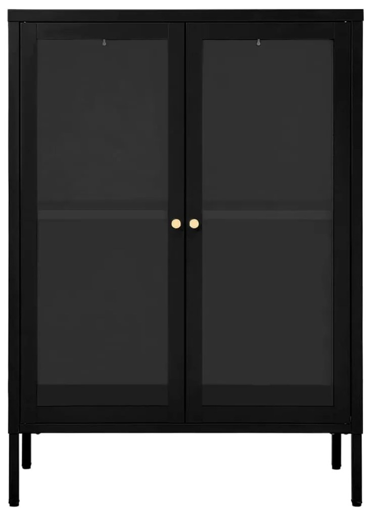Aparador 75x35x105 cm vidro e aço preto