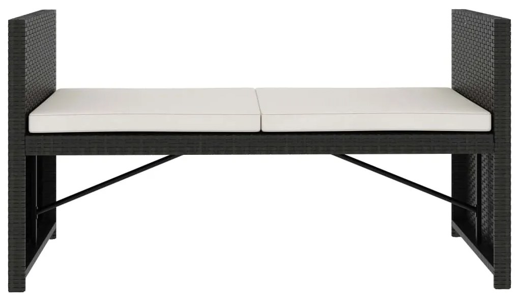 5 pcs conjunto lounge de jardim c/ almofadões vime PE preto
