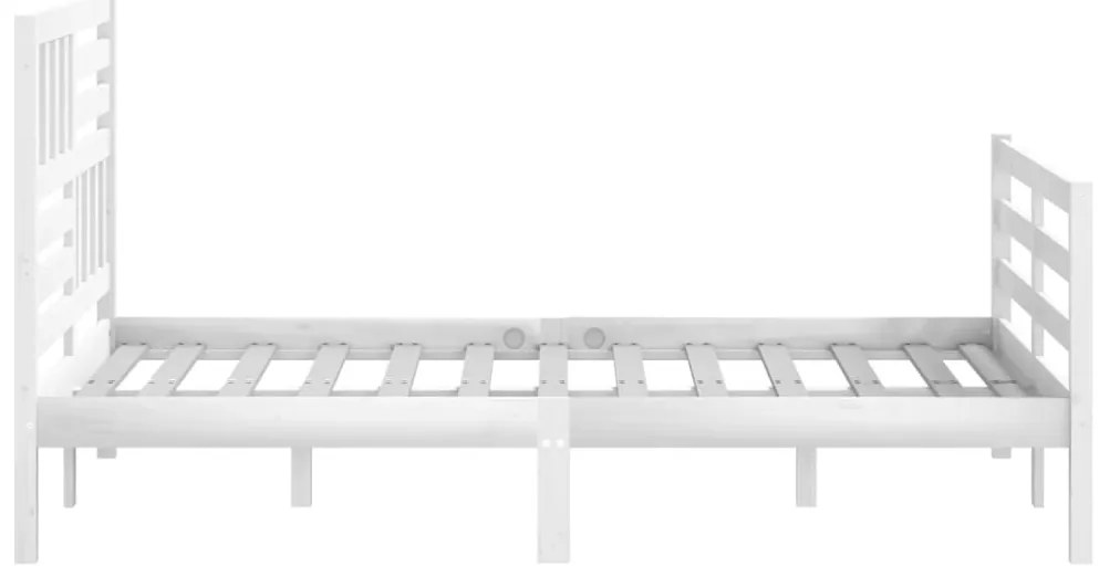 Estrutura de cama 140x190 cm madeira maciça branco