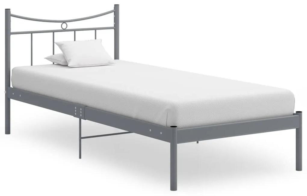 Estrutura de cama 100x200 cm metal e contraplacado cinzento