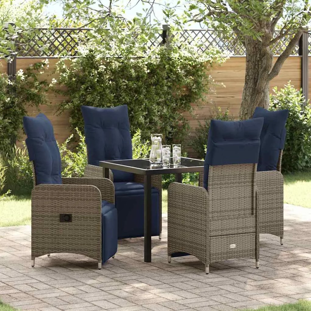 vidaXL Conjunto de Mesa e Cadeiras 5 pcs Cinzeto Rattan de PE
