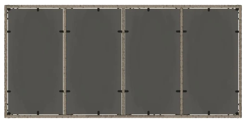 Mesa de jardim com tampo de vidro 190x90x75 cm vime PE cinza