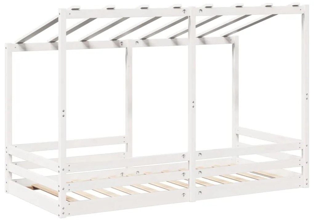 Cama infantil com telhado 90x200 cm pinho maciço branco