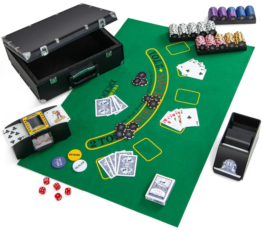 Conjunto de fichas de pôquer Claytec de 600 peças, 14 gramas, com estojo de transporte, preto