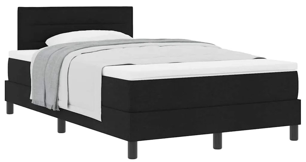Cama Box Spring com Colchão Preta 120x200 cm Tecido