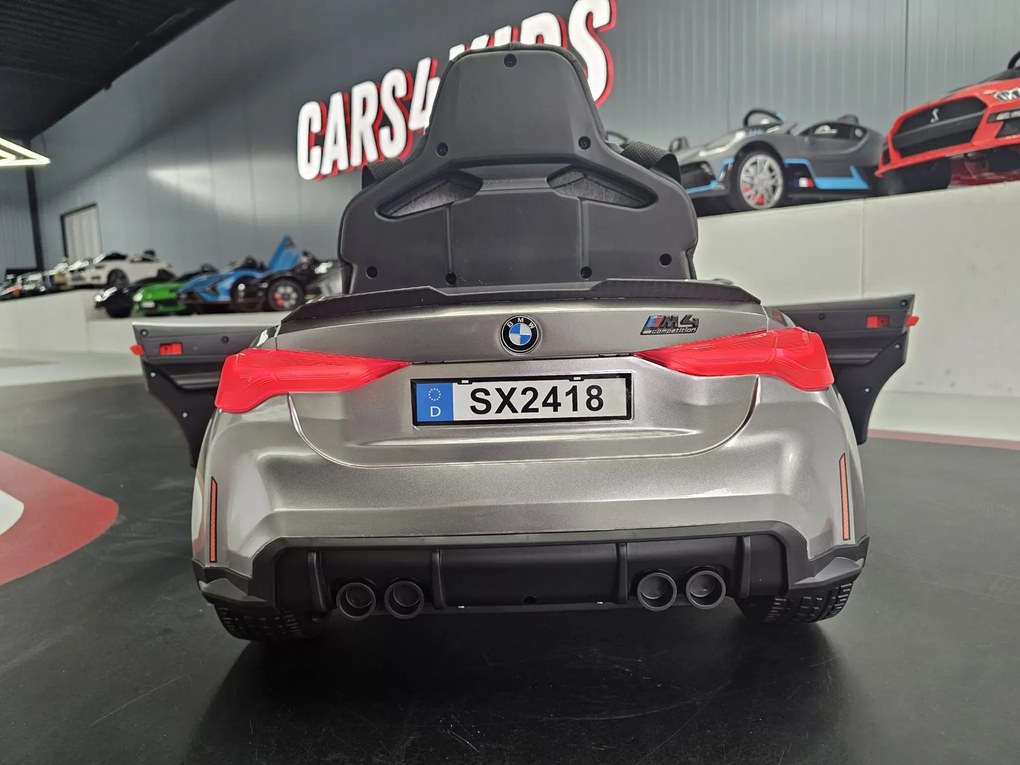 Carro elétrico infantil BMW M4 12V Com Rodas EVA e Assento em couro Cinzento metálico