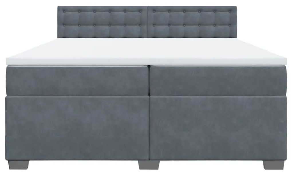 Cama com molas/colchão 200x200 cm veludo cinzento-escuro