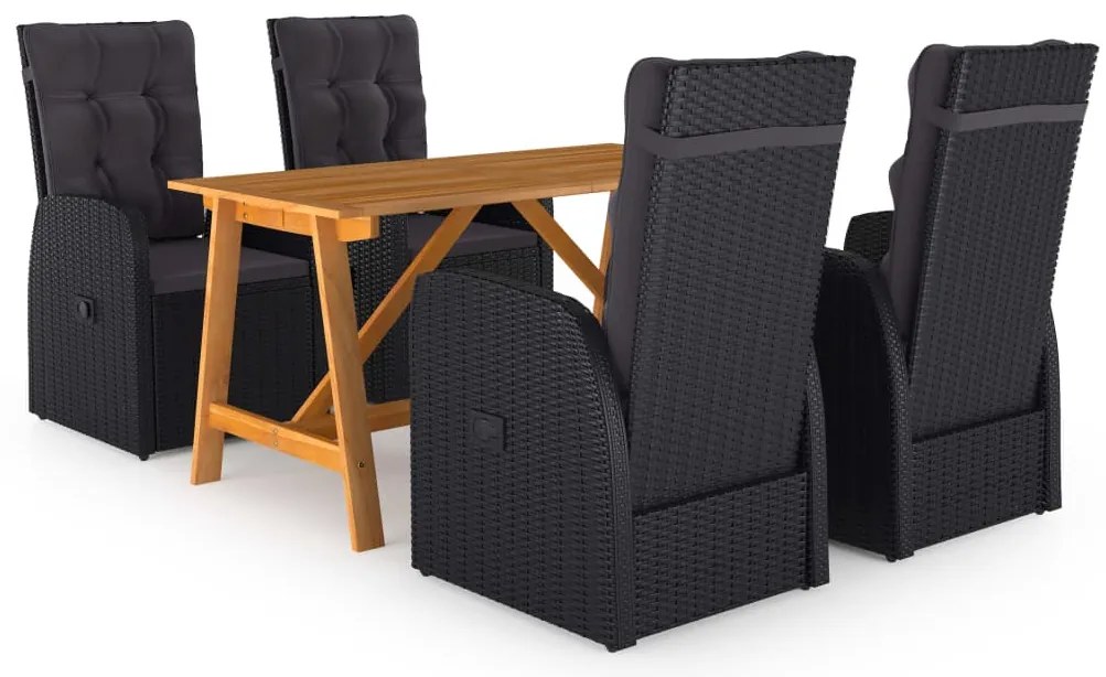 5 pcs conjunto de jantar de jardim preto
