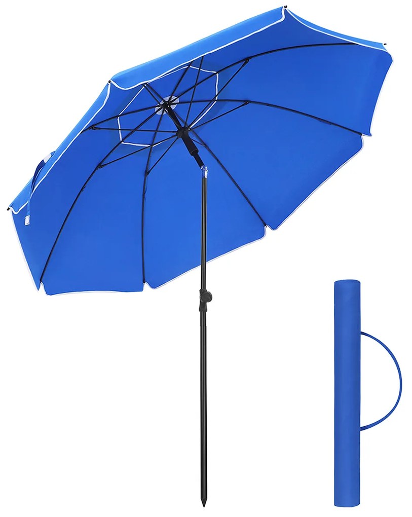 Guarda-sol Ø 180 cm com saco de transporte e proteção UV até UPF 50+ Azul