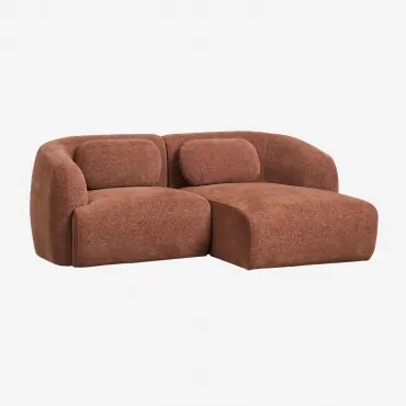 Sofá Modular Chaise Longue Direito De 2 Peças Em Chenille Coquette Chenille Castanho Ferrugem - Sklum
