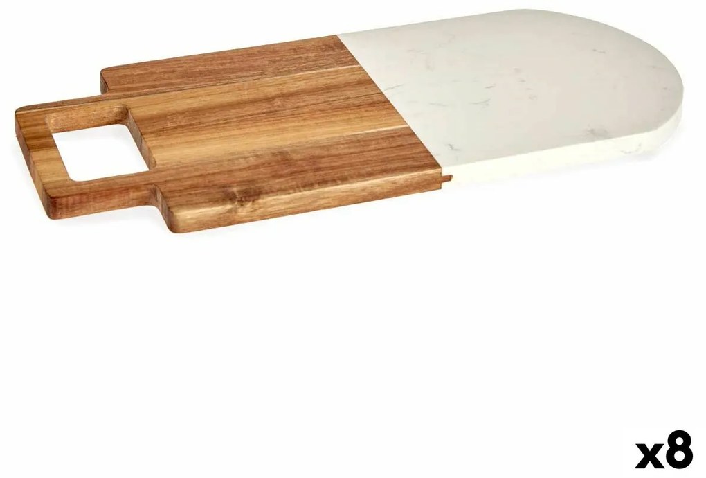 Tábua de corte Branco Mármore Acácia 18 x 1,5 x 38 cm (8 Unidades)