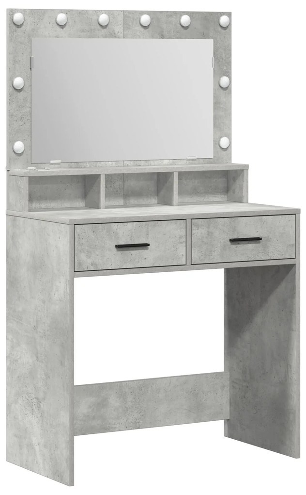 Mesa de Maquilhagem com Luzes LED Cinza Betão 79x41x135 cm