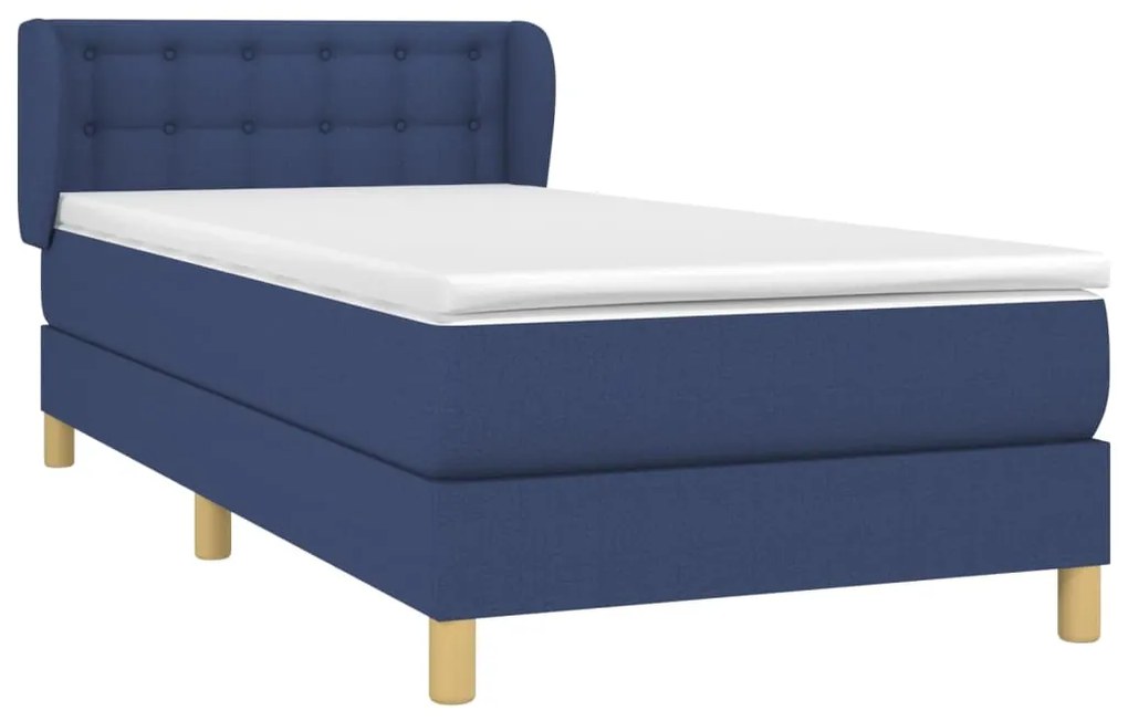 Cama com molas/colchão 90x190 cm tecido azul