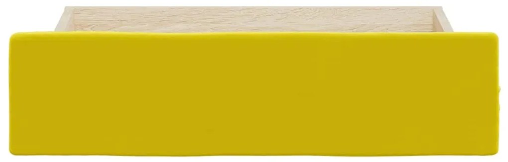 Gavetas de cama 2 pcs derivados de madeira e veludo amarelo