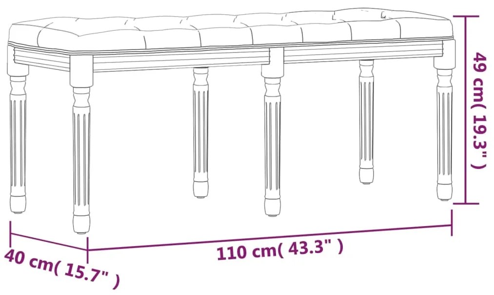 Banco 110x40x49 cm tecido cinzento-escuro