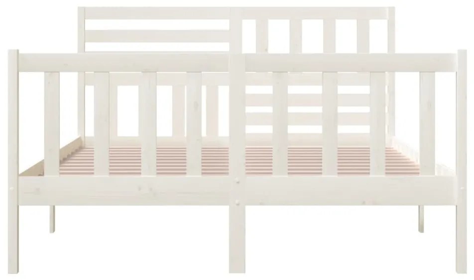 Estrutura de cama 140x200 cm madeira maciça branco