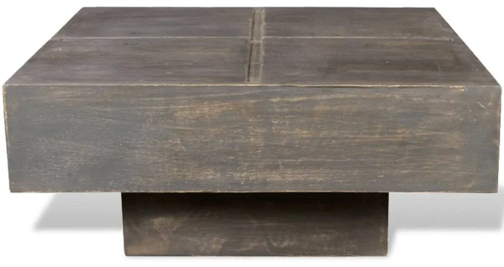 Mesa de centro quadrada em madeira de mangueira castanho escuro