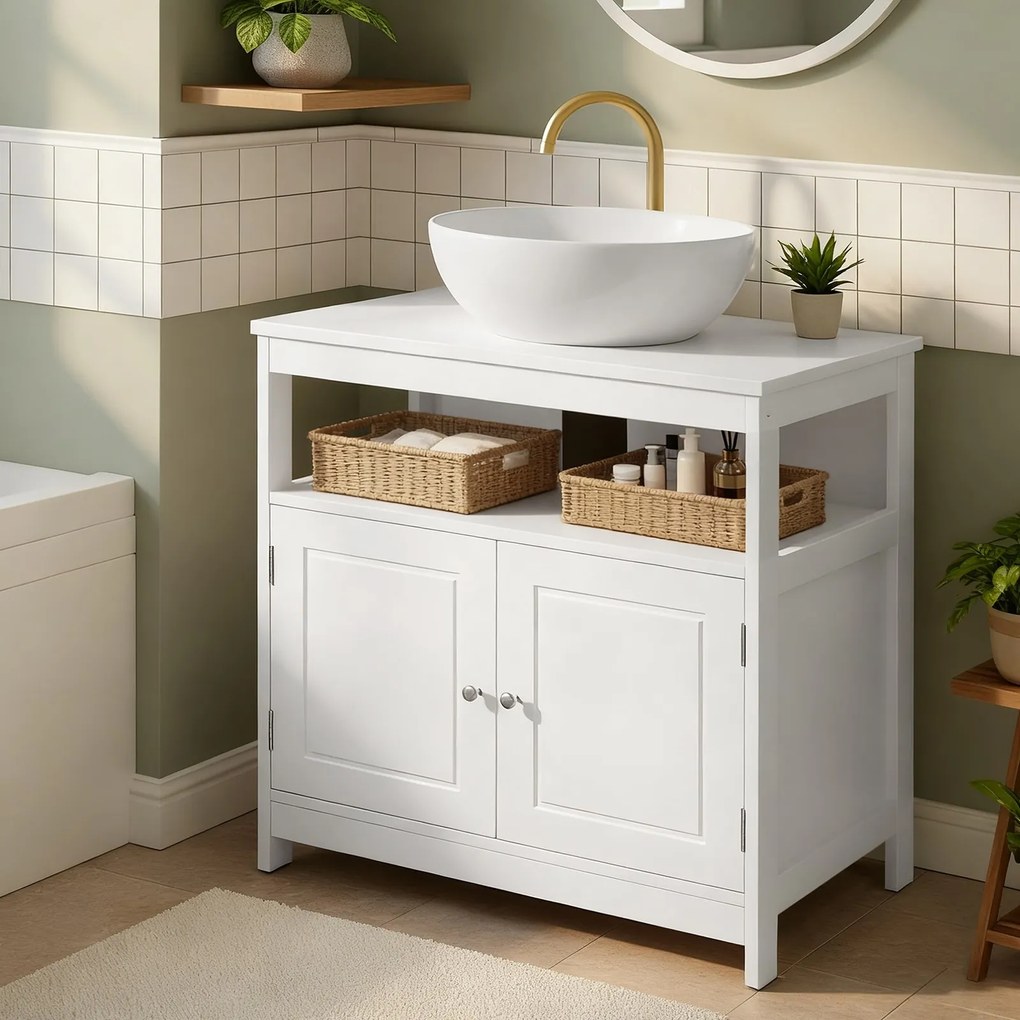 Armário de casa de banho para lavatório (NÃO INCLUIDO) 30 x 60 x 60 cm Branco