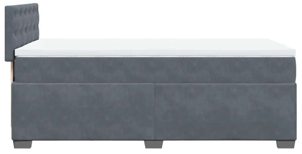 Cama com molas/colchão 90x200 cm veludo cinza-escuro
