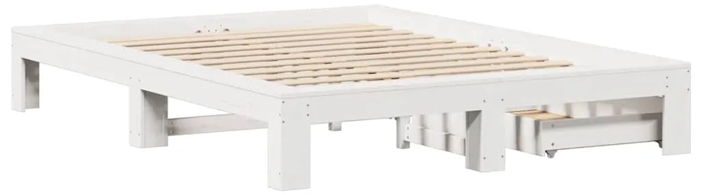 Cama sem colchão 160x200 cm madeira de pinho maciça branco