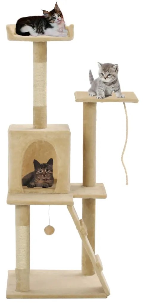 vidaXL Árvore para gatos c/ postes arranhadores sisal 120 cm bege